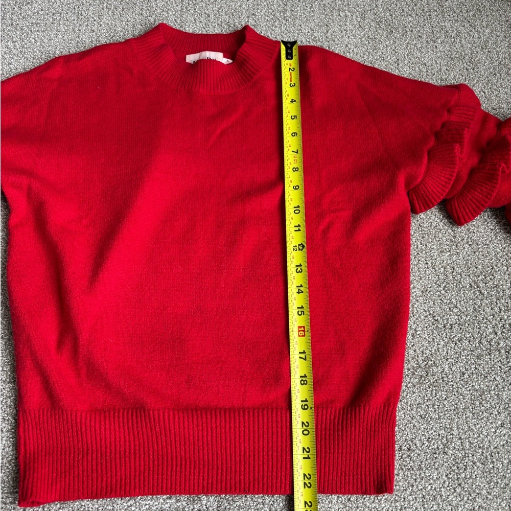 Line & Dot Red Ruffled Crew Neck Sweater - Picture 3 of 6
